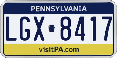 PA license plate LGX8417