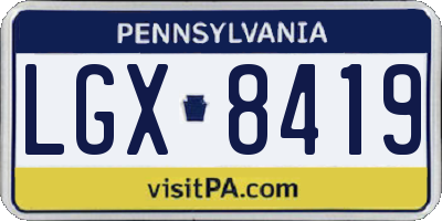 PA license plate LGX8419