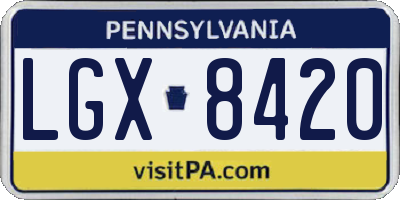 PA license plate LGX8420