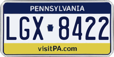 PA license plate LGX8422
