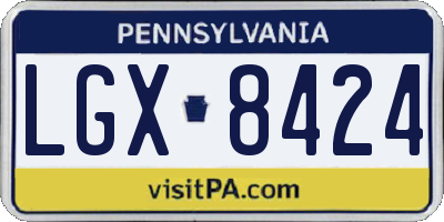 PA license plate LGX8424