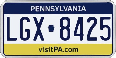 PA license plate LGX8425