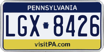 PA license plate LGX8426