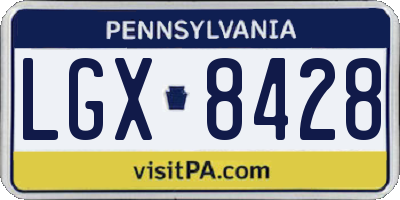 PA license plate LGX8428