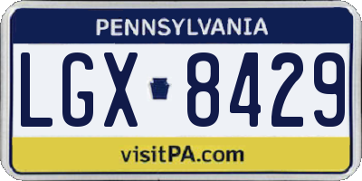 PA license plate LGX8429