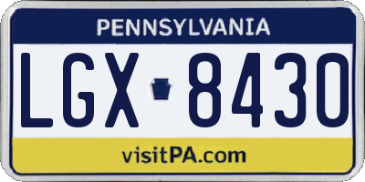PA license plate LGX8430