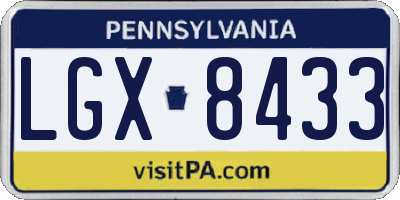 PA license plate LGX8433