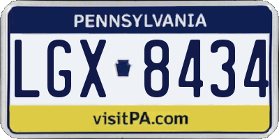 PA license plate LGX8434
