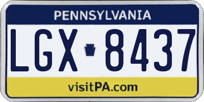 PA license plate LGX8437
