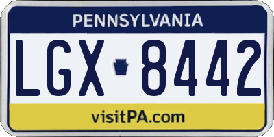PA license plate LGX8442