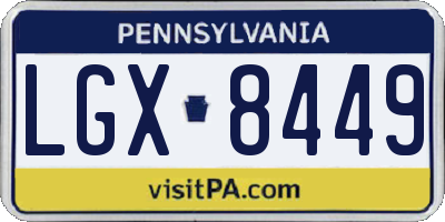 PA license plate LGX8449