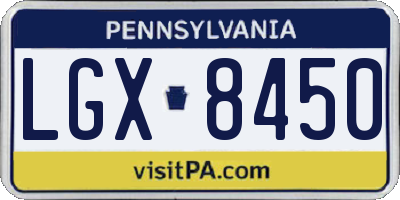 PA license plate LGX8450
