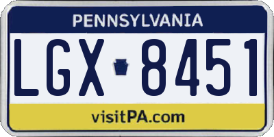 PA license plate LGX8451