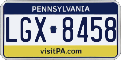 PA license plate LGX8458