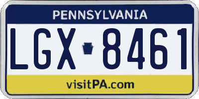 PA license plate LGX8461