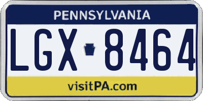 PA license plate LGX8464