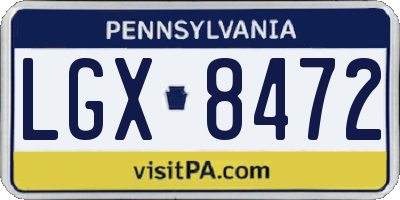 PA license plate LGX8472