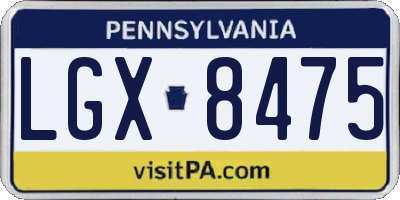 PA license plate LGX8475