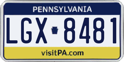 PA license plate LGX8481