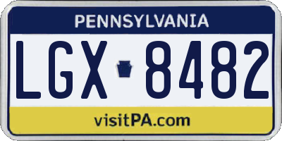 PA license plate LGX8482
