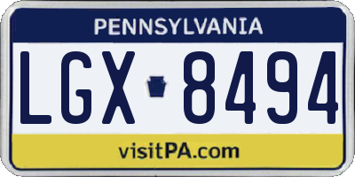 PA license plate LGX8494