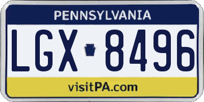PA license plate LGX8496