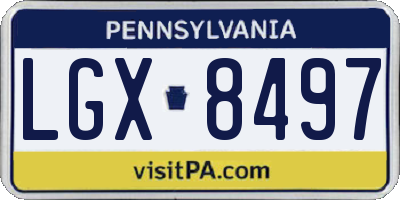 PA license plate LGX8497