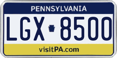 PA license plate LGX8500