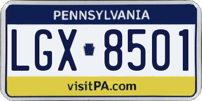 PA license plate LGX8501