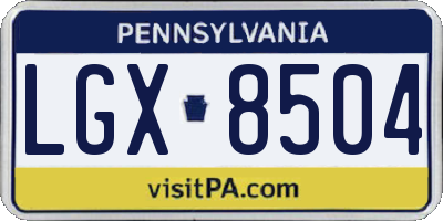 PA license plate LGX8504