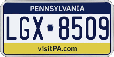 PA license plate LGX8509