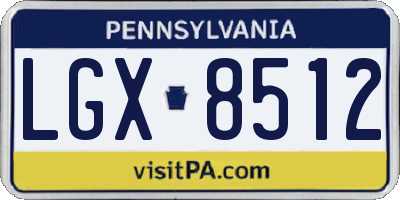 PA license plate LGX8512