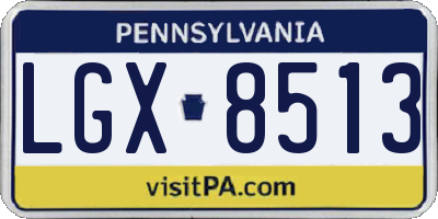 PA license plate LGX8513
