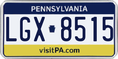 PA license plate LGX8515