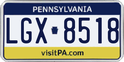 PA license plate LGX8518