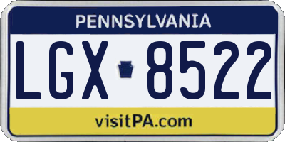 PA license plate LGX8522