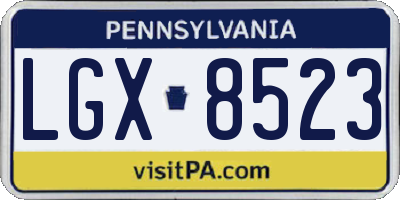 PA license plate LGX8523