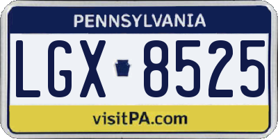 PA license plate LGX8525