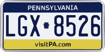 PA license plate LGX8526