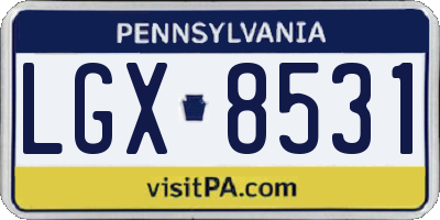 PA license plate LGX8531