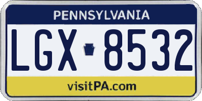 PA license plate LGX8532