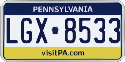 PA license plate LGX8533