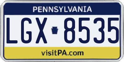 PA license plate LGX8535