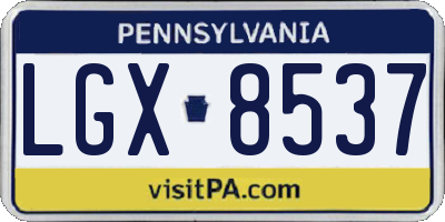 PA license plate LGX8537