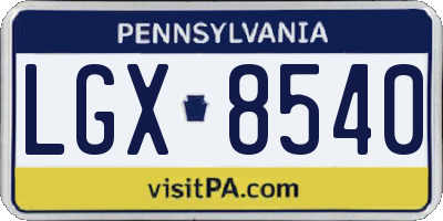 PA license plate LGX8540