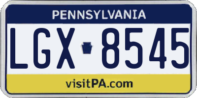 PA license plate LGX8545