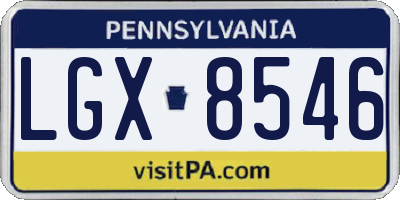 PA license plate LGX8546