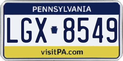 PA license plate LGX8549