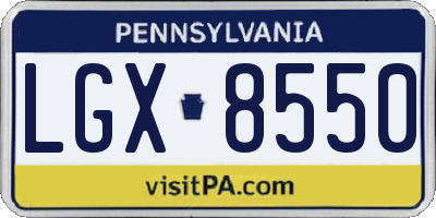 PA license plate LGX8550