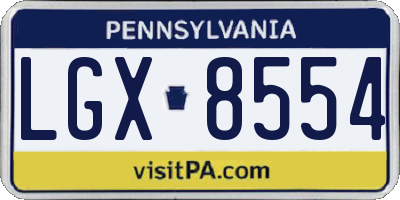 PA license plate LGX8554